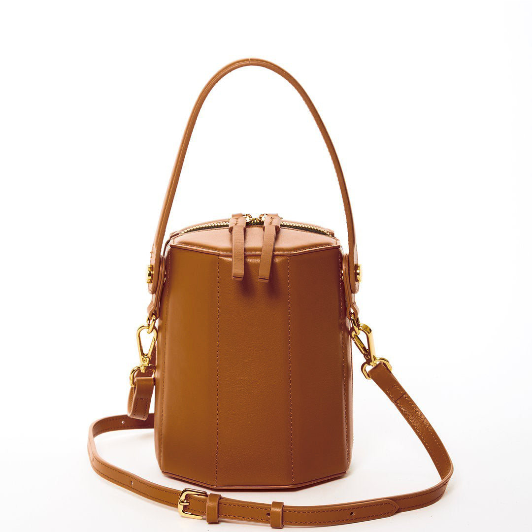 Harper Amber Brown Leather Bucket Bag