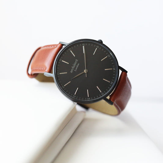 Handwriting Engraving - Men's Minimalist Watch + Walnut Strap