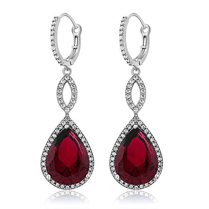 Ruby Pave Teardrop Infinity Earring