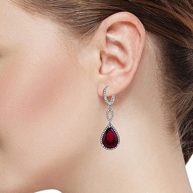 Ruby Pave Teardrop Infinity Earring