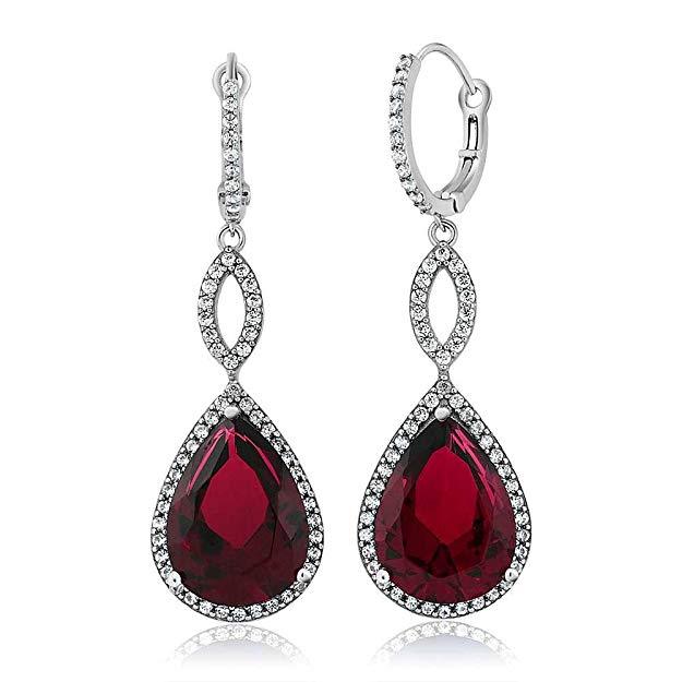 Ruby Pave Teardrop Infinity Earring