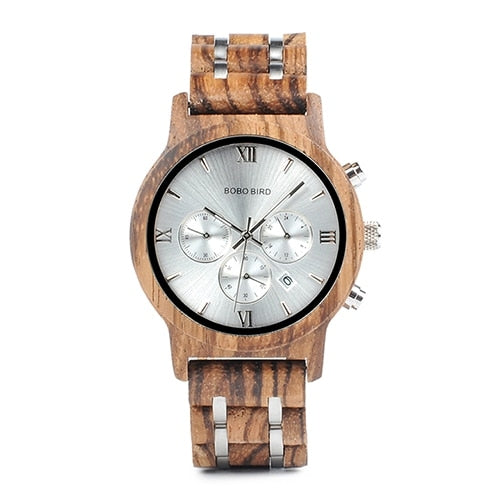 P19 Wooden Mens Quartz Watches Date