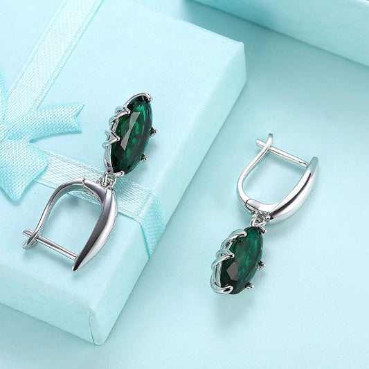 Emerald Oval Cut Earrings Set