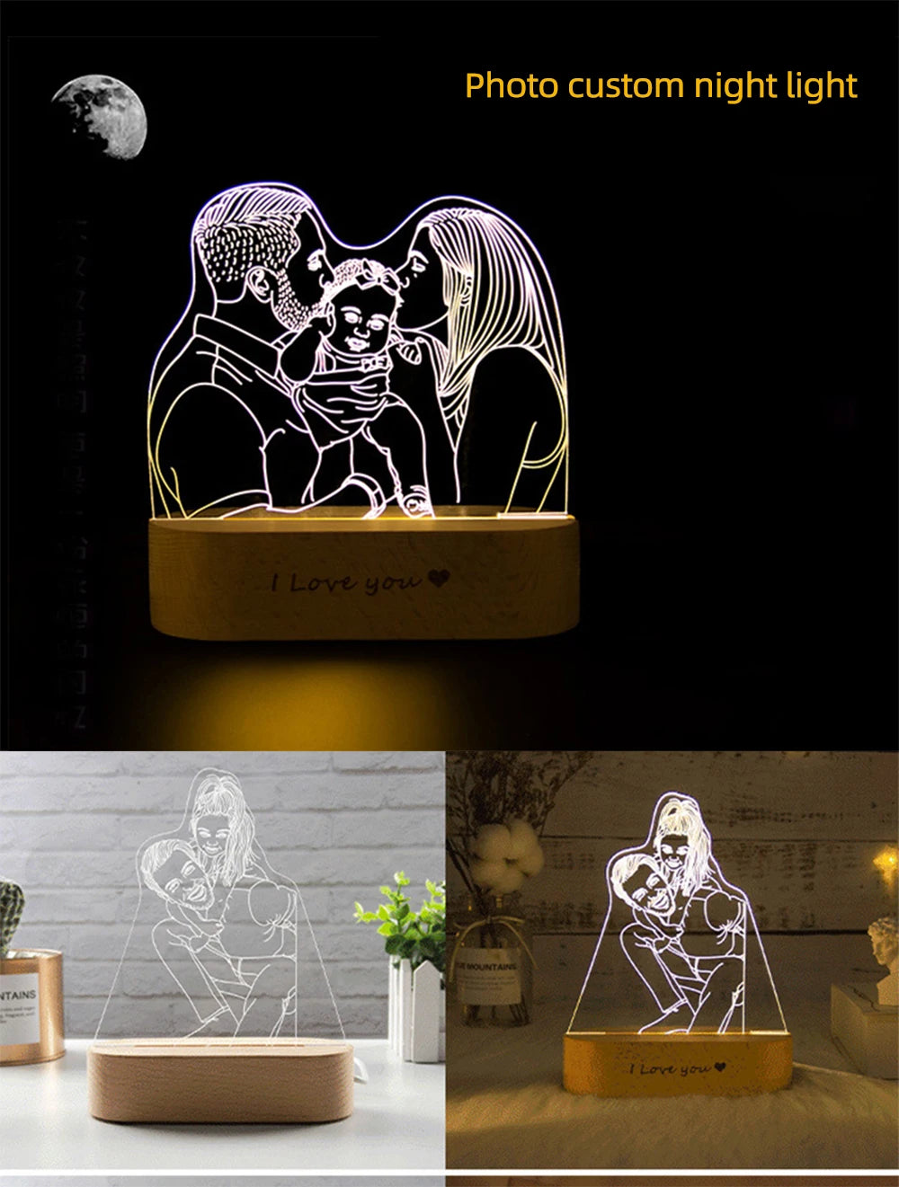 Customized Acrylic Photo Lamp: Personalized Night Light Gift