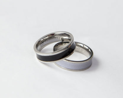 Personalized Couple Rings Black and White