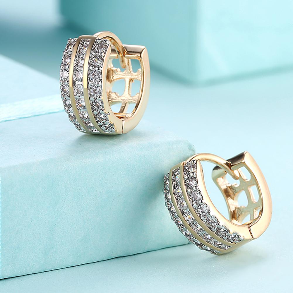 Crystals 15mm Pave Triple Row Huggie  Earring