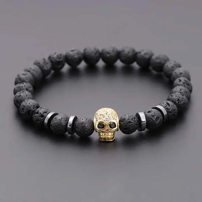 Black Eye Skull Haematite Bead Bracelet