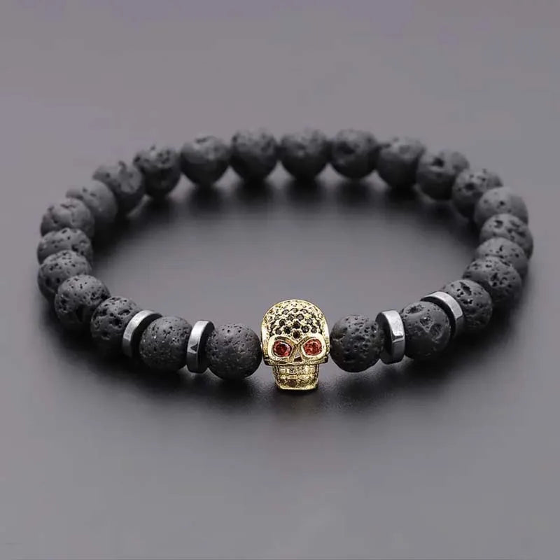 Black Eye Skull Haematite Bead Bracelet