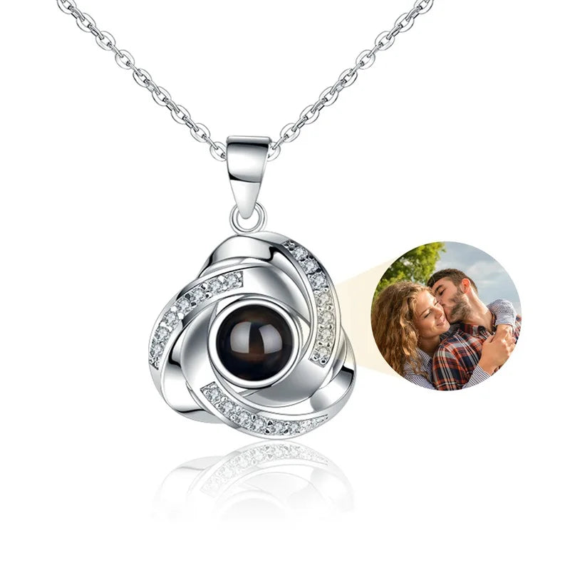 Custom Photo Projection Necklace: I Love You in 100 Languages