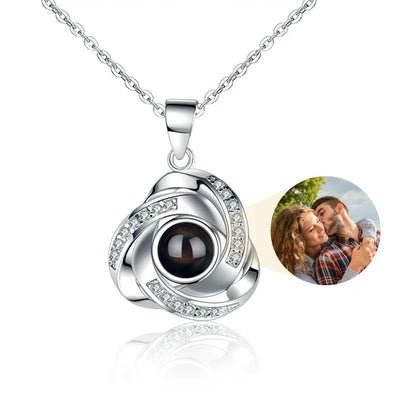 Custom Photo Projection Necklace: I Love You in 100 Languages