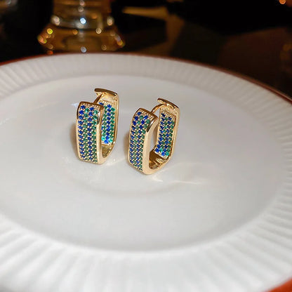 Prismatic Elegance - Zircon Square Earrings