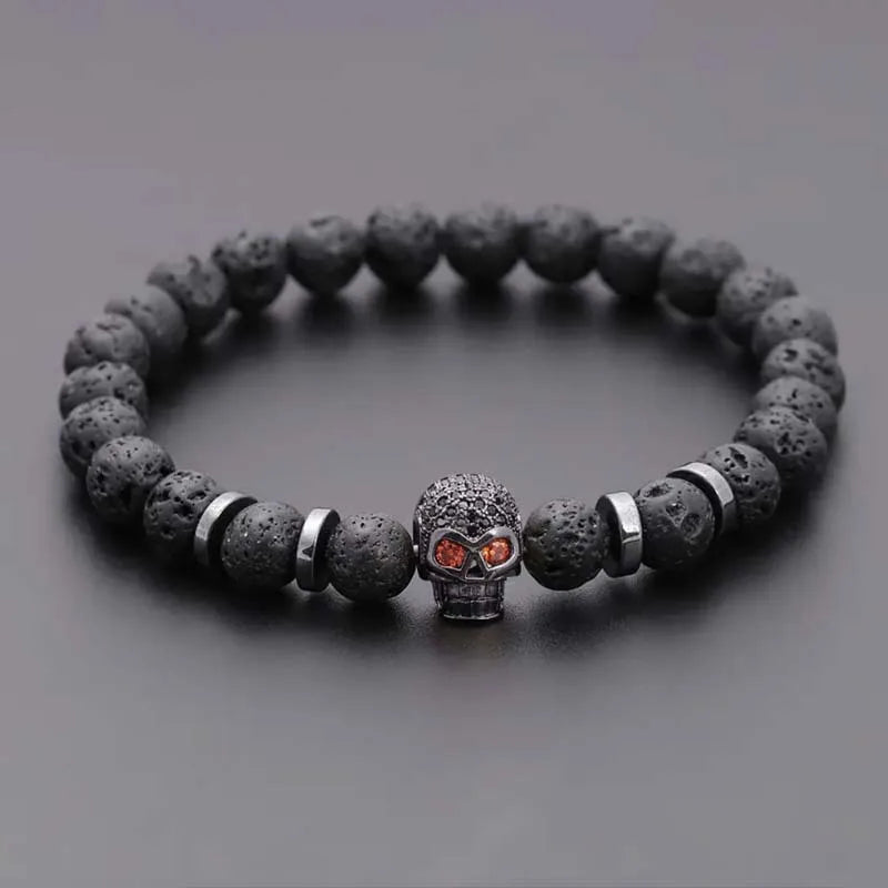 Black Eye Skull Haematite Bead Bracelet