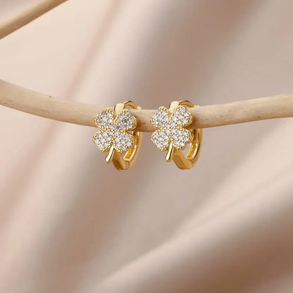 Blossom Heart Hoops - Gold Flower Earrings