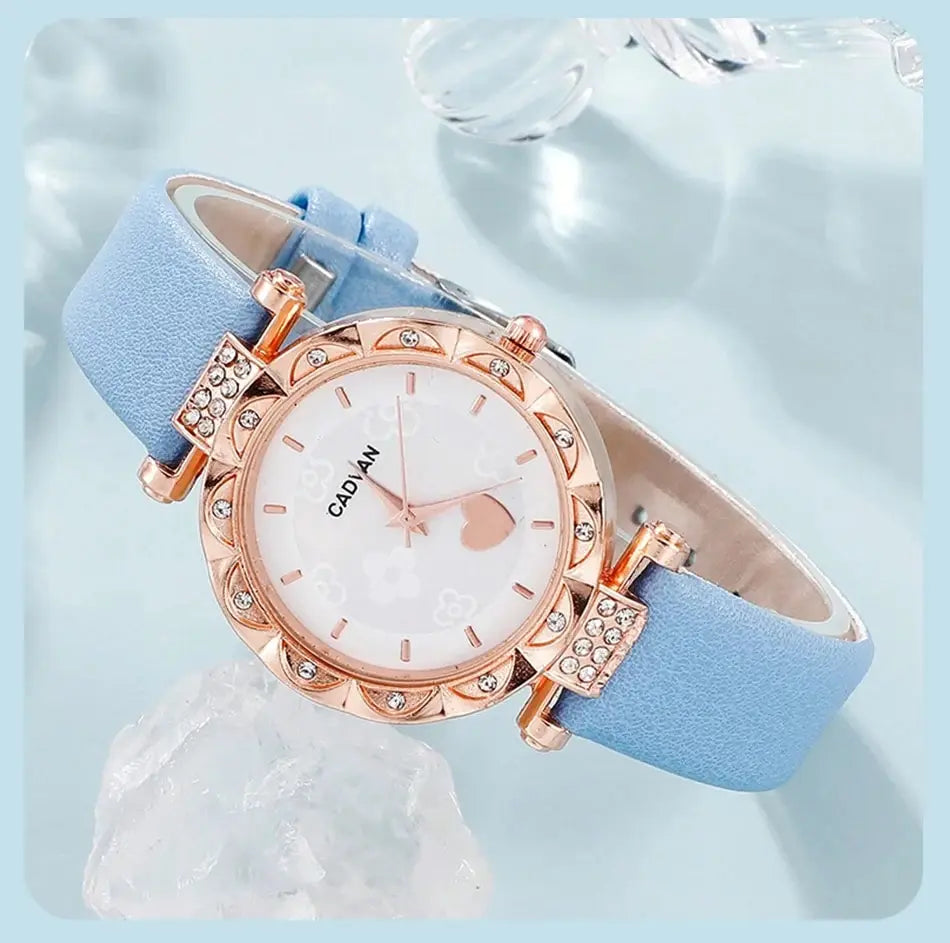 Blue Elegance Set - Blue Leather Strap Watches