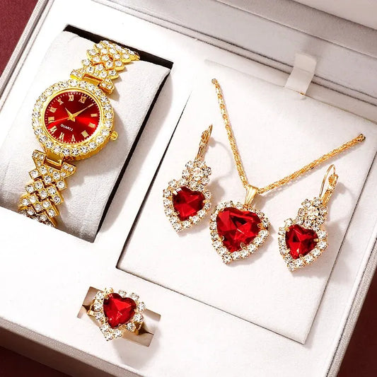 Glamour Gold - Women's Watch & Jewelry Set.