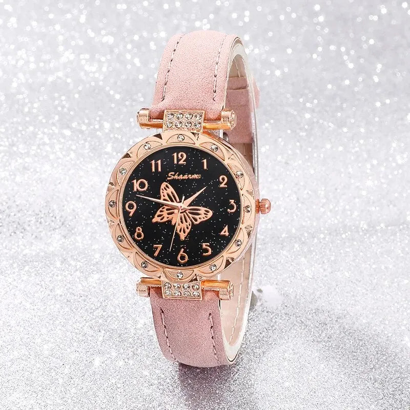 Butterfly Pearl Timepiece - Pearl Rhinestone Watch