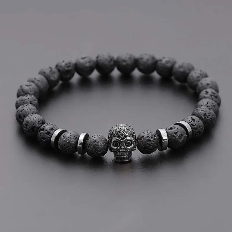 Black Eye Skull Haematite Bead Bracelet