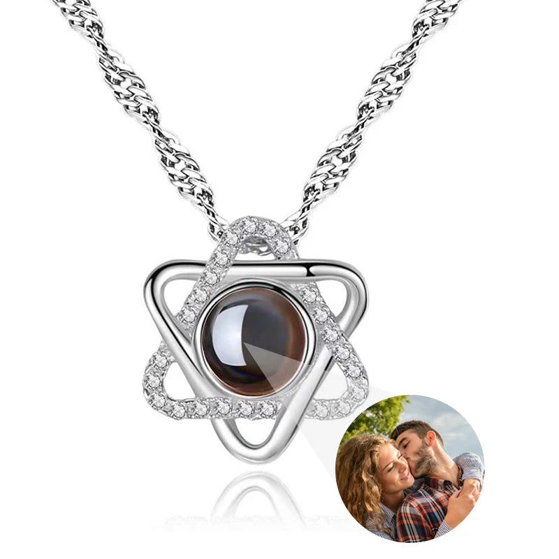 Custom Photo Projection Necklace: I Love You in 100 Languages