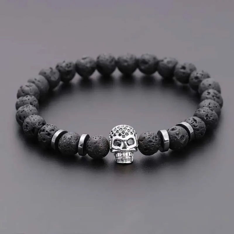 Black Eye Skull Haematite Bead Bracelet