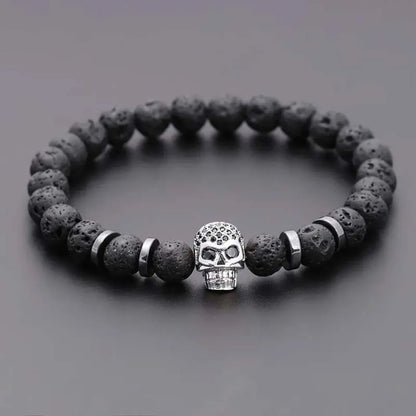 Black Eye Skull Haematite Bead Bracelet