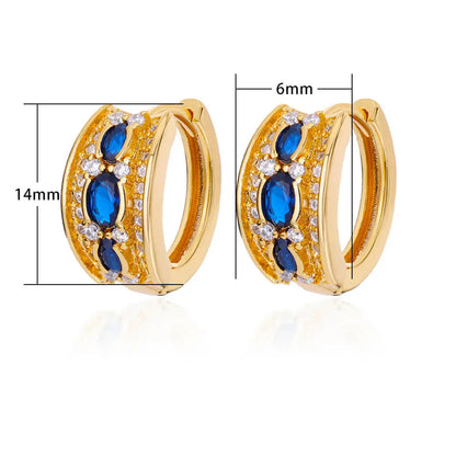 Azure Elegance - Blue Zircon Hoop Earrings