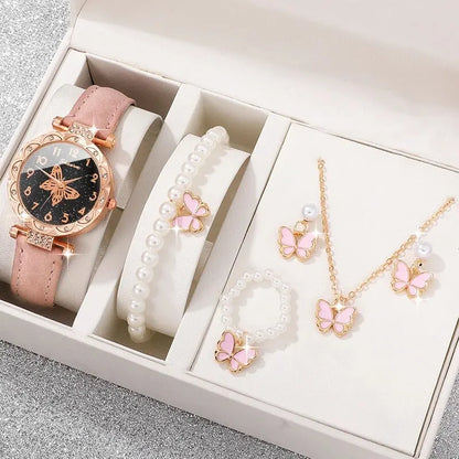 Butterfly Pearl Timepiece - Pearl Rhinestone Watch