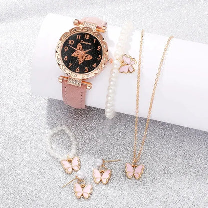 Butterfly Pearl Timepiece - Pearl Rhinestone Watch