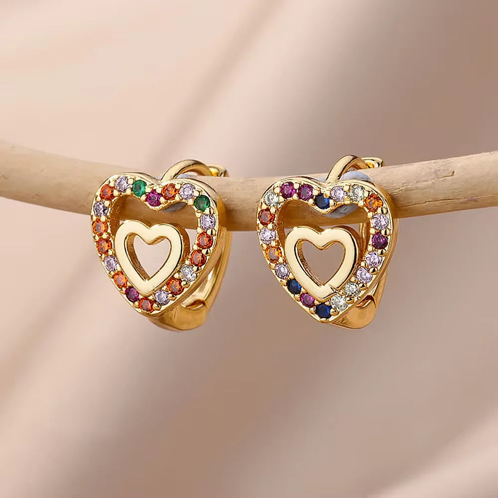 Blossom Heart Hoops - Gold Flower Earrings