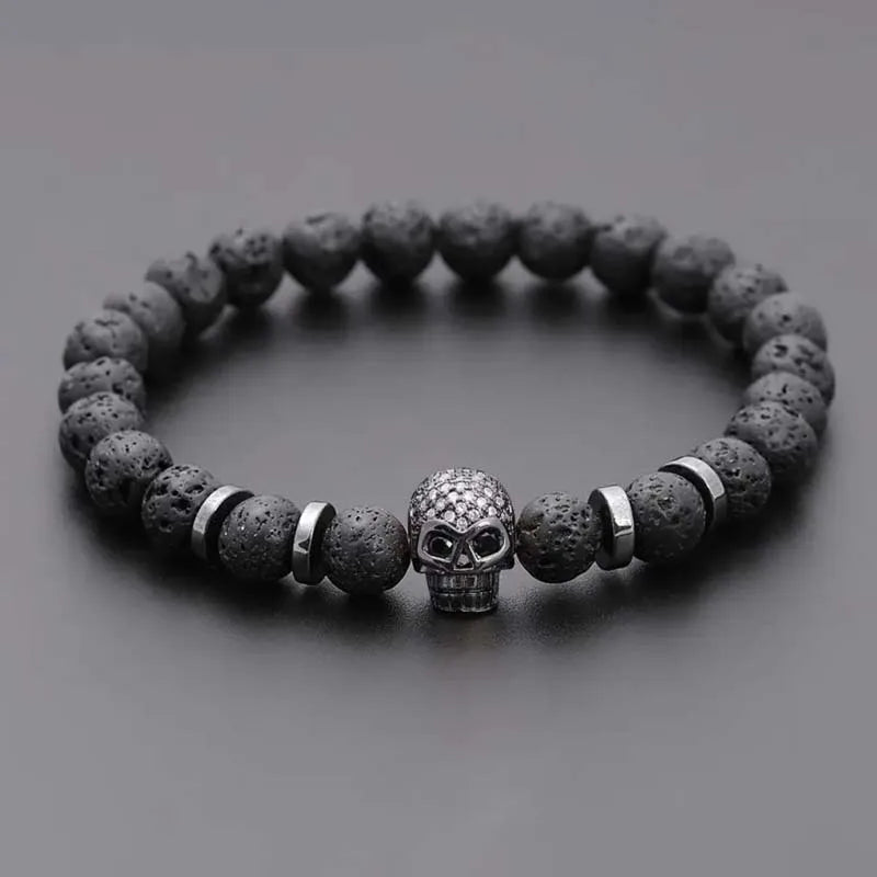 Black Eye Skull Haematite Bead Bracelet