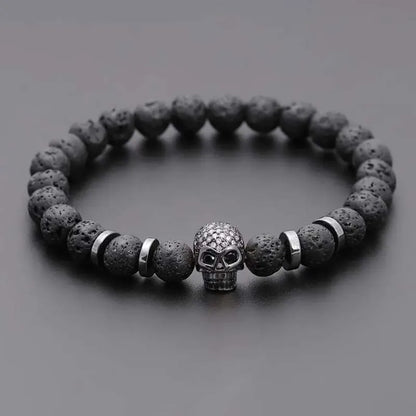 Black Eye Skull Haematite Bead Bracelet