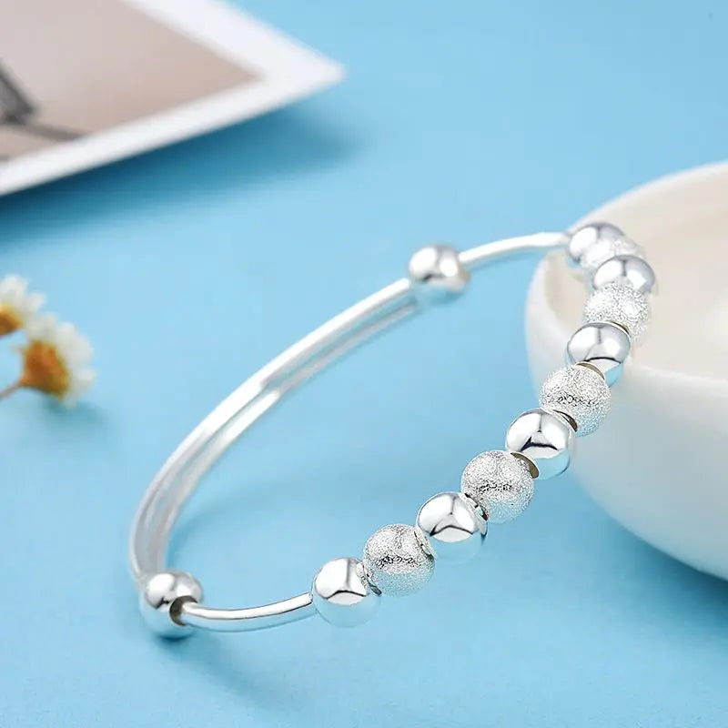 925 Silver Love Bracelet - Adjustable Women's Jewelry