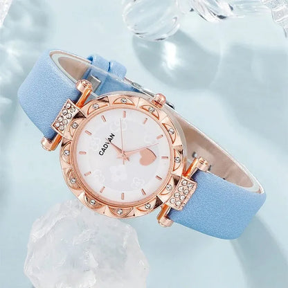 Blue Elegance Set - Blue Leather Strap Watches