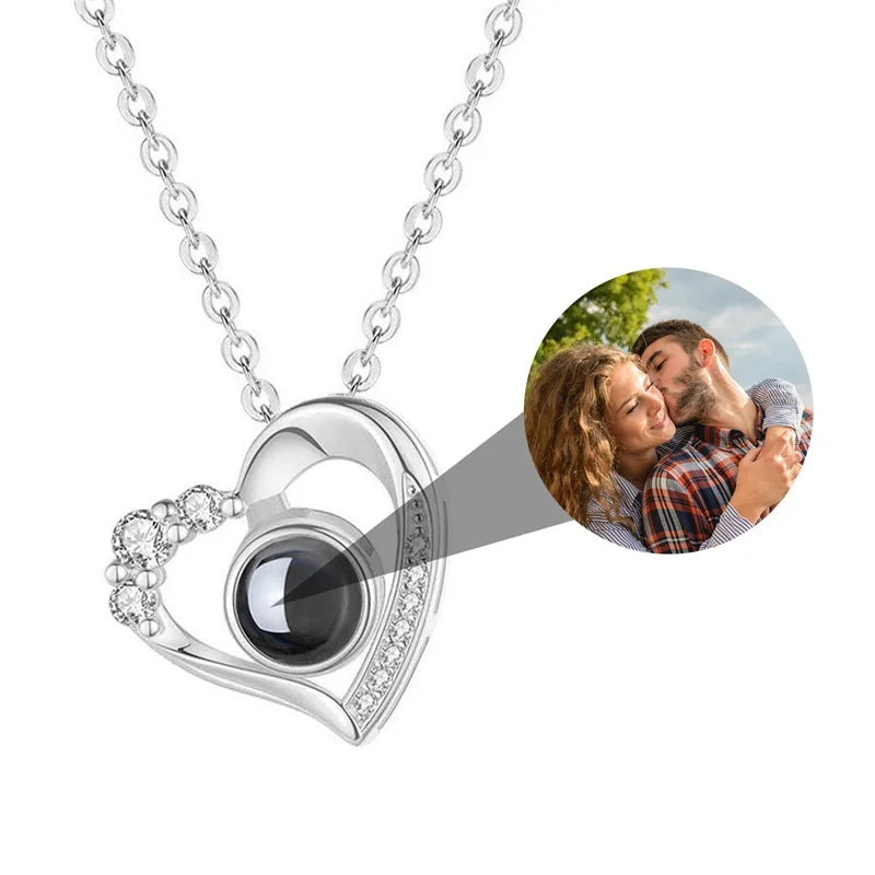 Custom Photo Projection Necklace: I Love You in 100 Languages