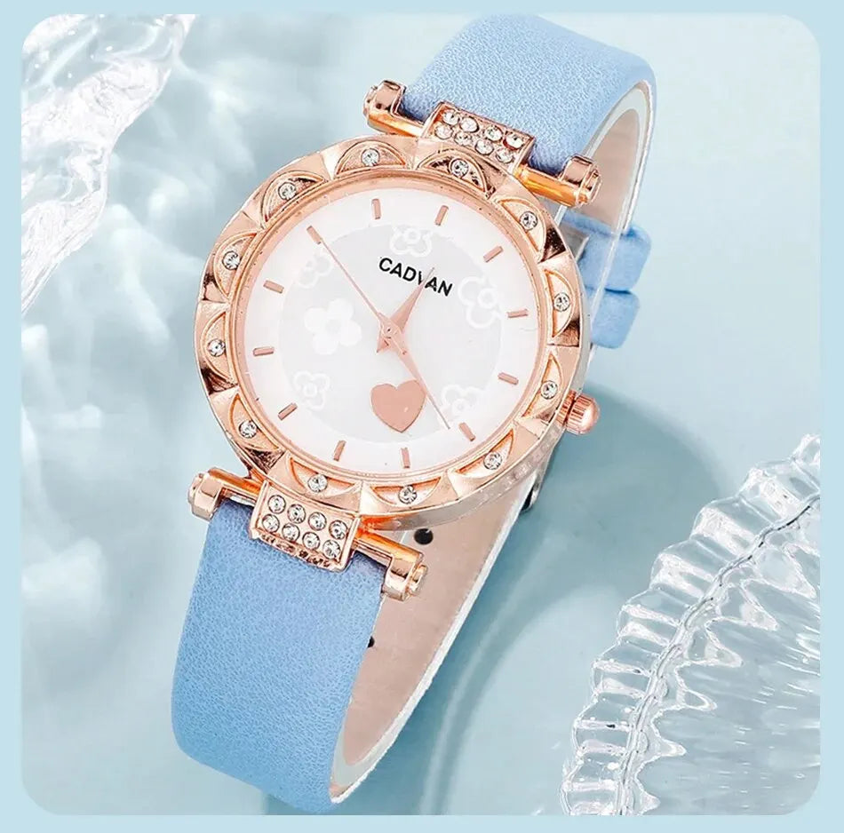 Blue Elegance Set - Blue Leather Strap Watches