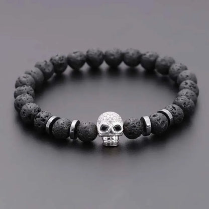 Black Eye Skull Haematite Bead Bracelet