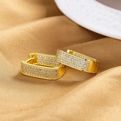 Prismatic Elegance - Zircon Square Earrings