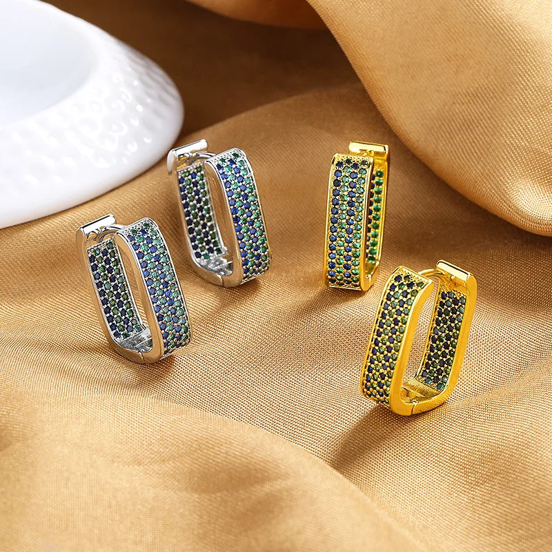 Prismatic Elegance - Zircon Square Earrings