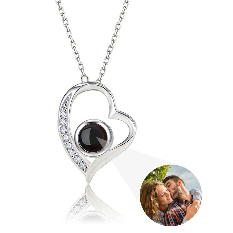 Custom Photo Projection Necklace: I Love You in 100 Languages