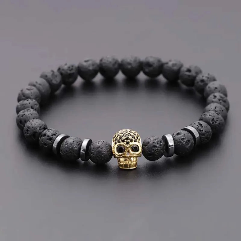 Black Eye Skull Haematite Bead Bracelet