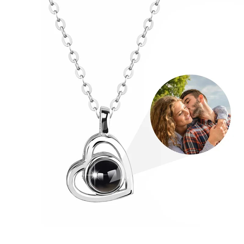 Custom Photo Projection Necklace: I Love You in 100 Languages