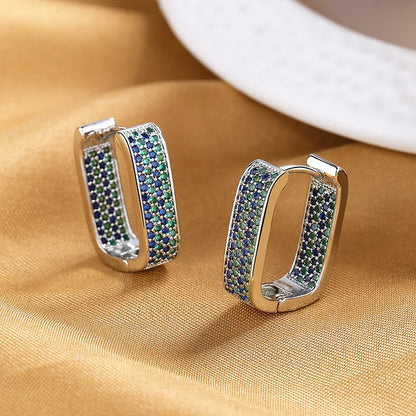 Prismatic Elegance - Zircon Square Earrings