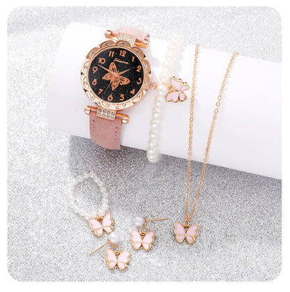 Butterfly Pearl Timepiece - Pearl Rhinestone Watch