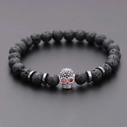 Black Eye Skull Haematite Bead Bracelet