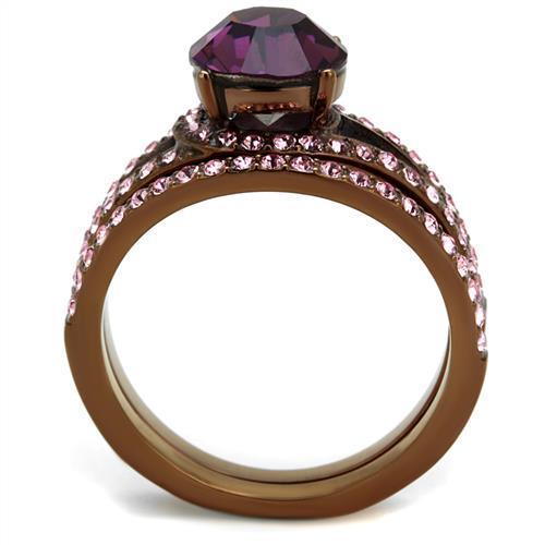 IP Coffee light Stainless Steel Ring with Top Grade Crystal