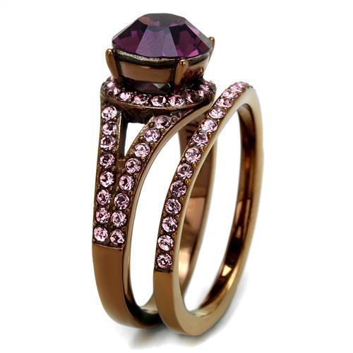 IP Coffee light Stainless Steel Ring with Top Grade Crystal