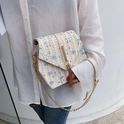 Hexagon Style Straw Lace Embroidery Bag