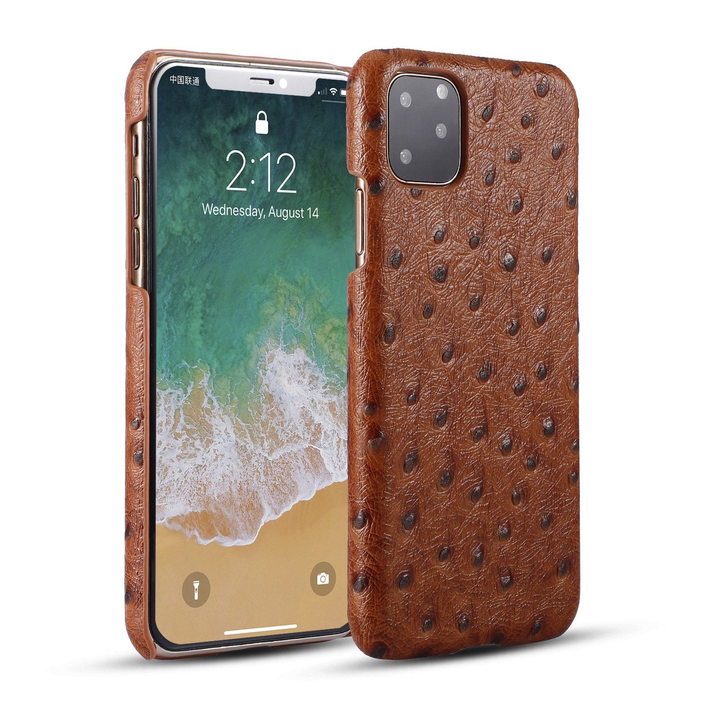 Ostrich Skin Apple iPhone 12 Case for iPhone 11 Genuine Leather Case