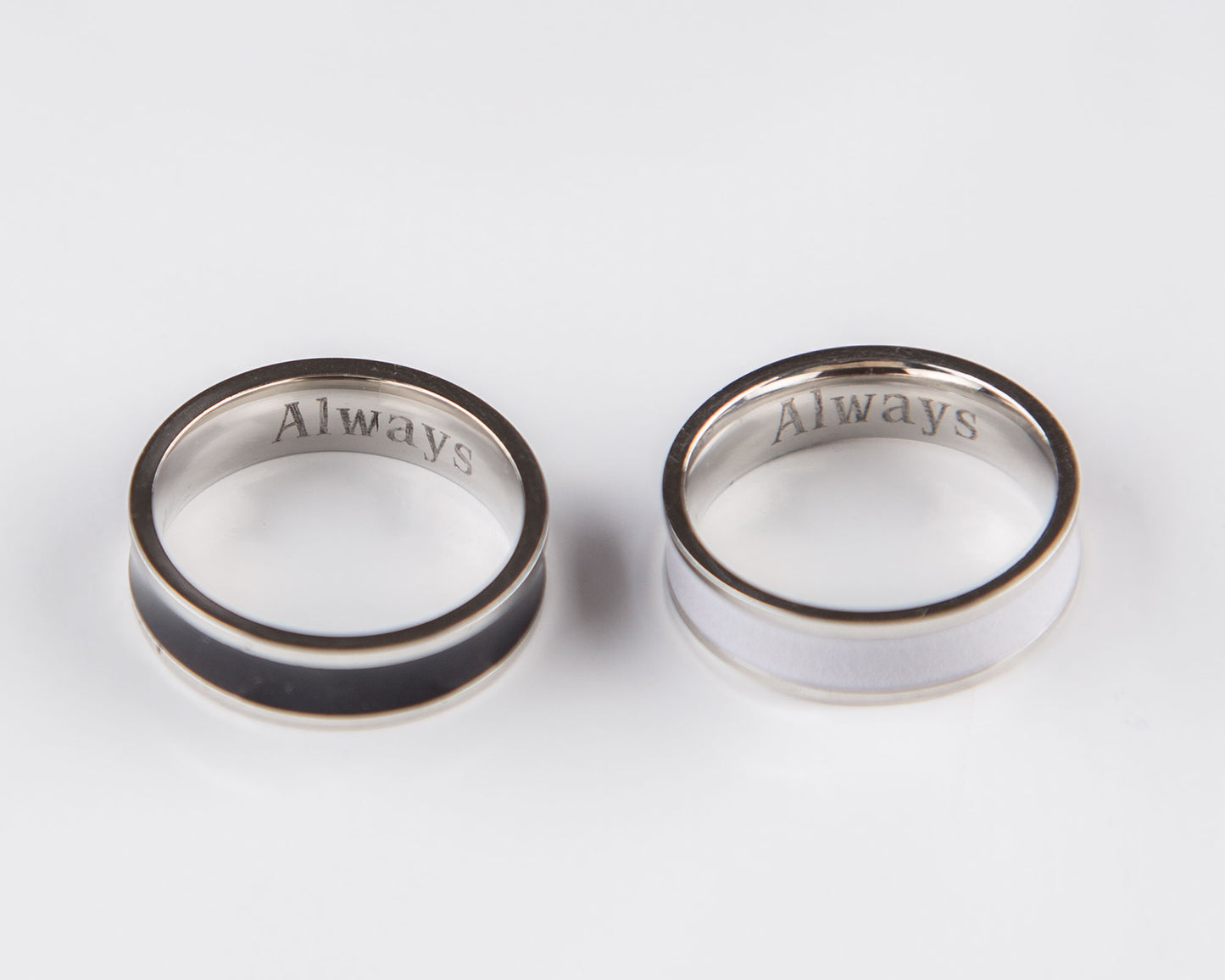 Personalized Couple Rings Black and White