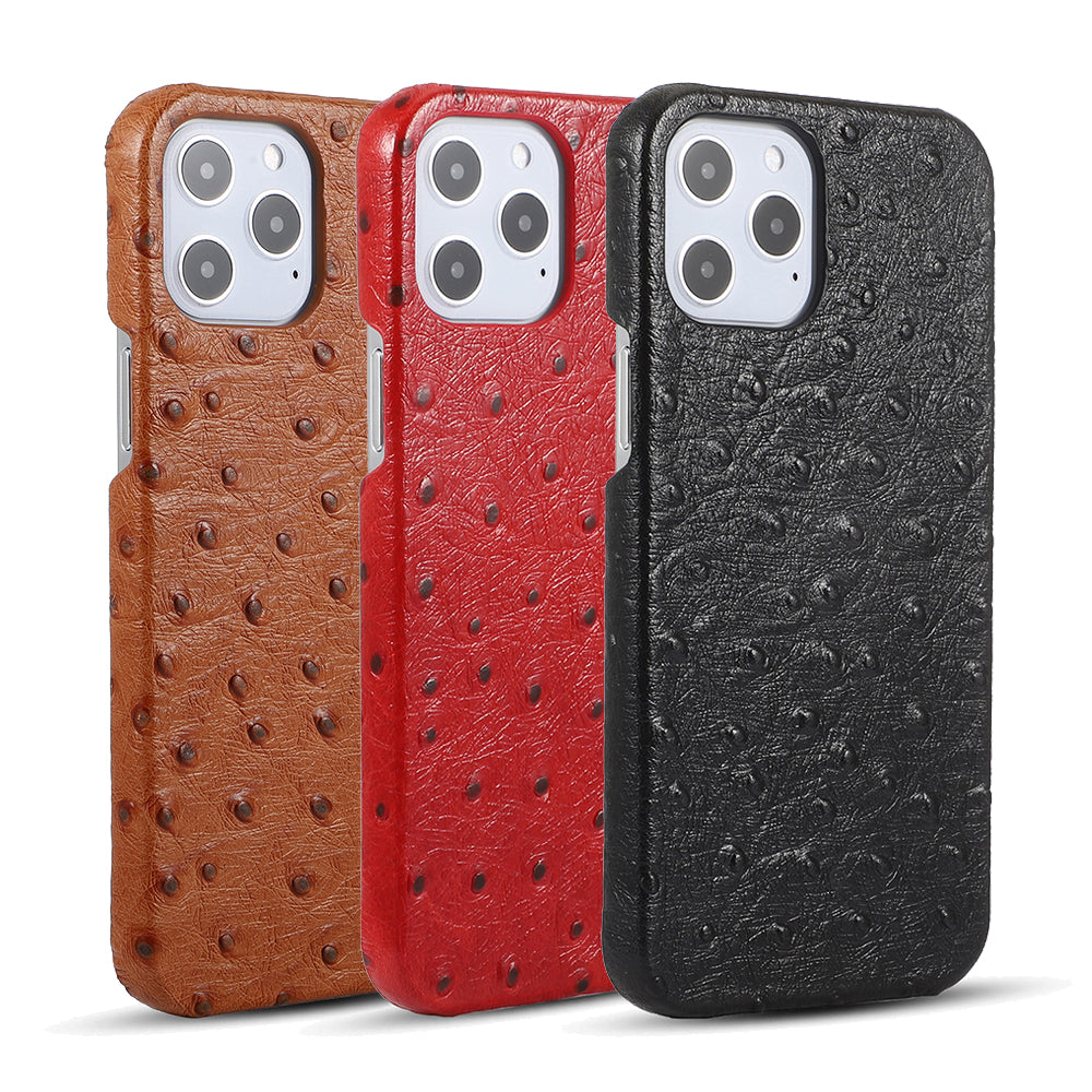 Ostrich Skin Apple iPhone 12 Case for iPhone 11 Genuine Leather Case