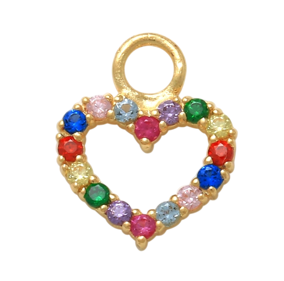 14K Gold Belly Ring - 10K Gold Heart Charm